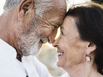 Older couple looking at each other