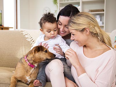 Female couple with toddler and dog