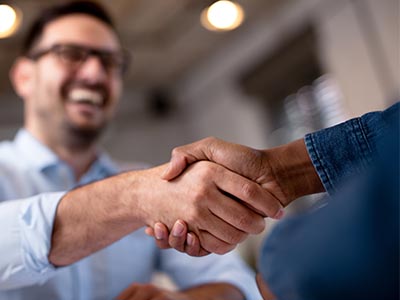 Closeup of businessmen shaking hands